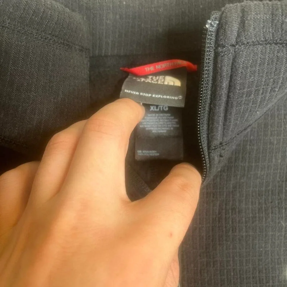 The north face men's black waffle knit quarter zip‎ pullover warm soft Xl